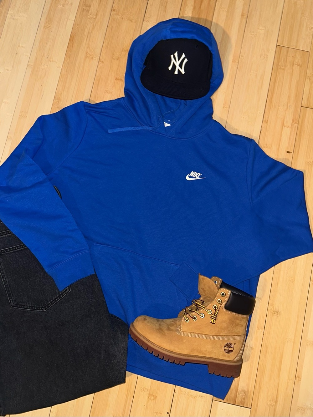 Nike Royal Blue Crewneck Hoodie with White Logo